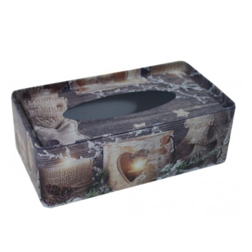 Kovová krabička na papírové kapesníky Natural X-Mas